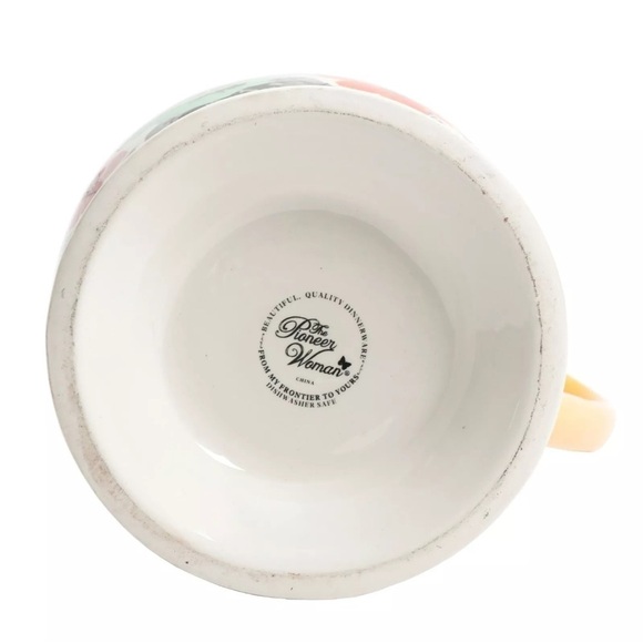 Floral Ceramic Pitcher with Orange Handle - Picture 5 of 7